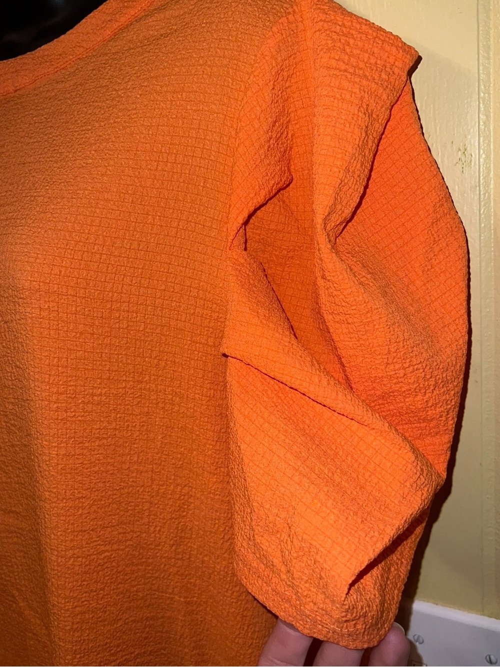 SHEIN Orange Textured Puff Sleeve Relax Fit Casual Shift Dress Size XL - Picture 5 of 7